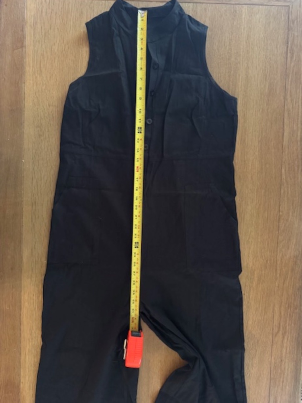 Black Linen Jumpsuit. Wide Leg. Sleeveless Half Button Linen Overall. M. NWOT - Picture 4 of 5
